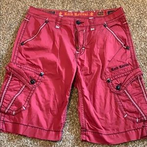 Burgundy rock revival shorts
